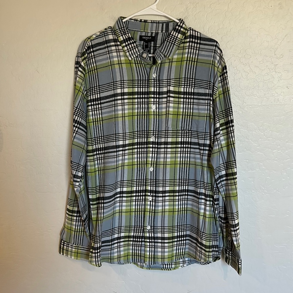 Forever 21 Green Flannel Shirt Size Large